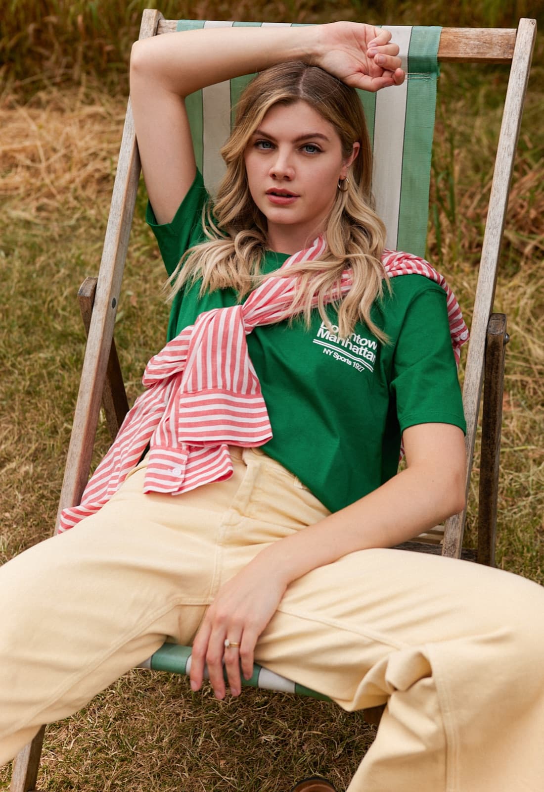 Relaxed blonde beach waves on a summer set.